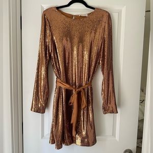 NWT: Ramy Brook Gold Sequined Mini Dress